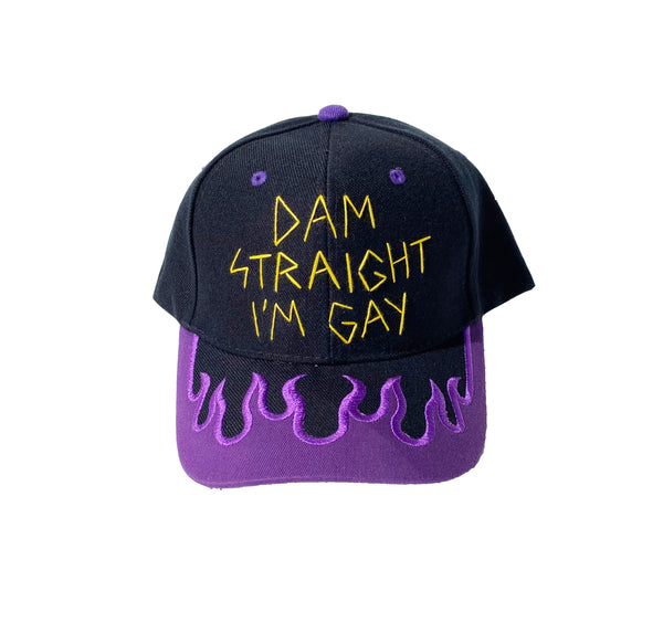 DAMN STRAIGHT I'M GAY Hand Stitched Adjustable Velcro Strap Backed Cap